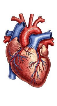 Detailed Anatomical Illustration of the Human Heart Structure.