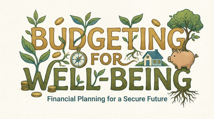 Budgeting concept financial planning for well being digital business management audit compliance concept illustration with plant growth money coin tree piggy bank house financial auditing system