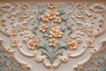 Elaborate three dimensional floral bas-relief panel showcases classical ornamental design elements
