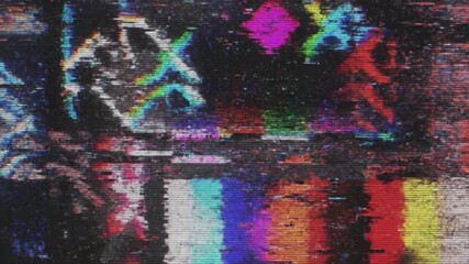 Distorted television screen with colorful static and glitch effects. - Powered by Adobe