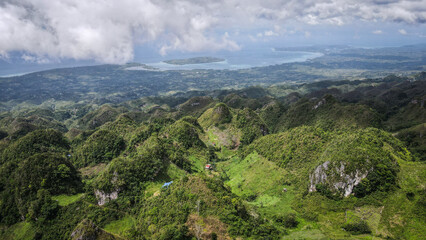 Naklejka premium The aerial view of the hills on Cebu Island in the Philippines