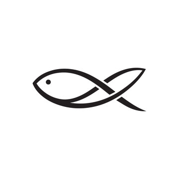 Christian Ichthys Fish Symbol Vector - Faith Icon.