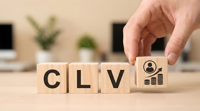 clv customer lifetime value wooden blocks