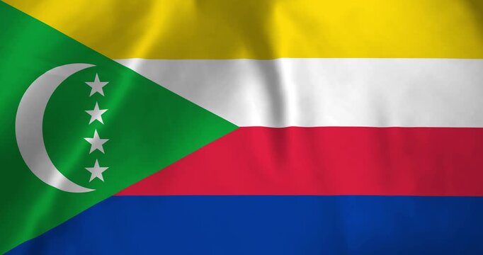 The comoros flag waving with the wind background loop video animation