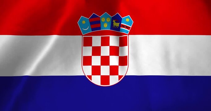 The croatia flag waving with the wind background loop video animation