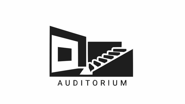 Auditorium logo with staircase design.