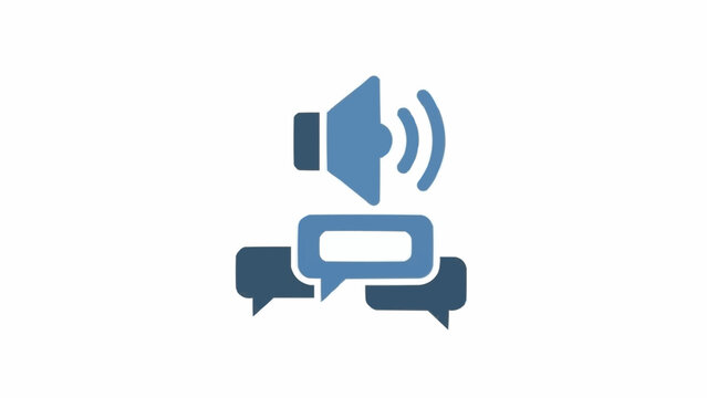 Communication speaker and chat bubbles icon.