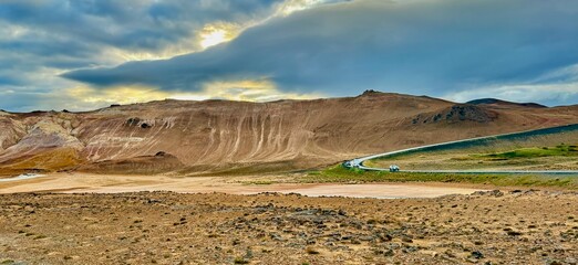 Geothermal spring near Myvatn lake. Hverir geothermal area, northern Iceland