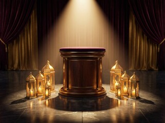 Podium Stage with Lanterns and Curtains