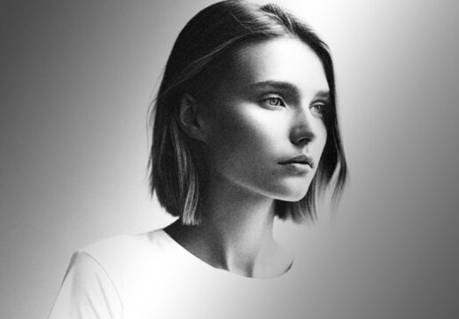 Black And White Cinematic Portrait Photo Effect