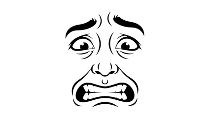 Surprised Cartoon Face with Open Mouth.