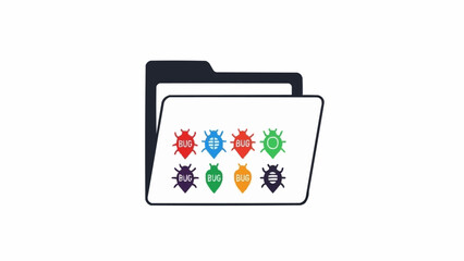 Fototapeta premium Colorful virus icons on folder.