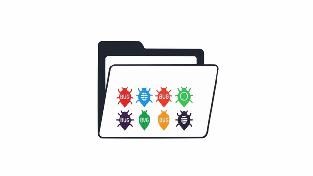 Colorful virus icons on folder.
