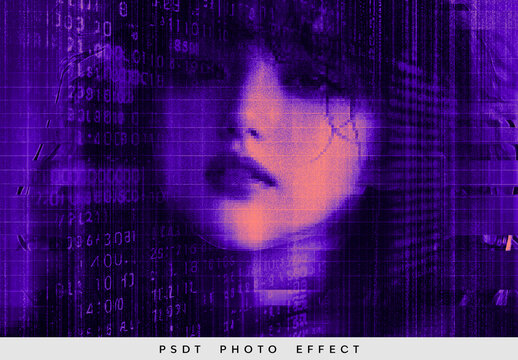 Glitch Data Grid Photo Effect