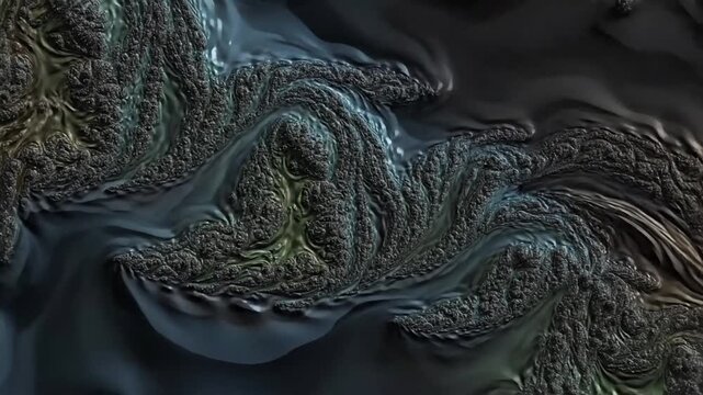 Evolving Earthy Textures Describe the rich, nuanced textures and an earthy color palette that morphs and blends, creating a sense of depth and continuous change.