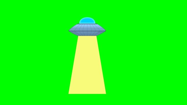 Flying UFO Alien Spaceship Animation with Tractor Beam: Chroma Key Green Screen, Black Background, and Silhouette Versions