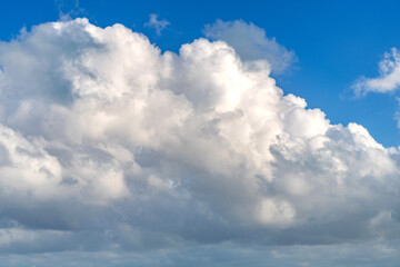 Obraz premium Sky and cloud formation. Weather cloudscape. Sky filled with cloud. Overcast scene. Cloudy sky view. Cloud drifting. Cloudy atmospheric backdrop. Morning sky with cloud. Bright clouds