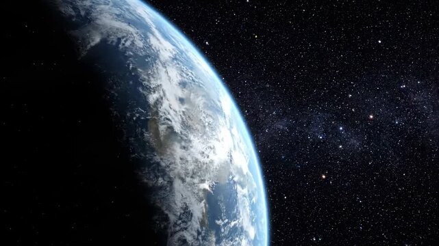 Stunning View of Earth From Space at the Edge of Darkness with Starfield