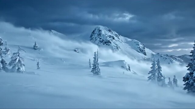 Arctic Vortex A sweeping, wide shot of an unpopulated, snow-covered arctic landscape with a powerful blizzard swirling across vast plains. The wind whips snow into intricate, dynamic patterns.