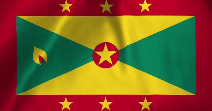 The grenada flag waving with the wind background loop video animation