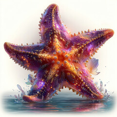 An artistic digital illustration of a starfish in a fantasy style. 
