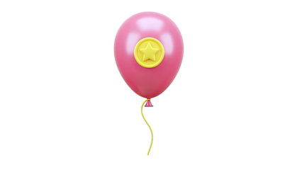Pink Balloon with Yellow Star Emblem