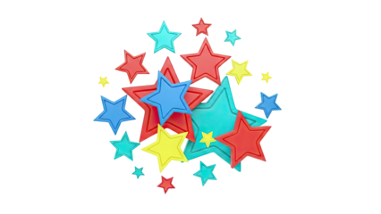 Colorful Star Cluster on White Background