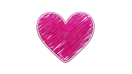 Pink scribbled heart with white outline on white background