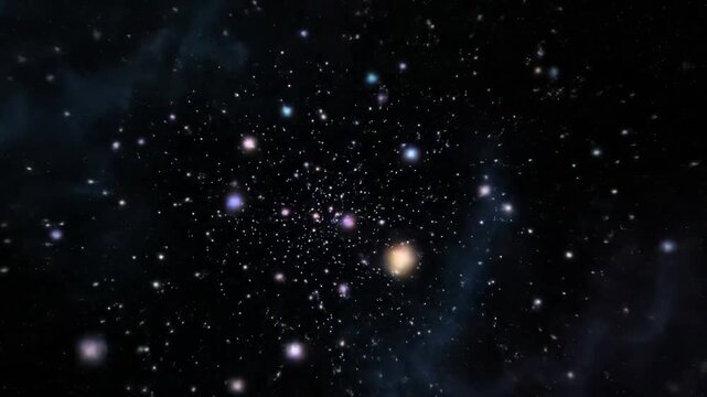 Nebula Glow Trails Slow, dreamlike movement of light trails with embedded diffraction sparkles, reminiscent of cosmic dust or nebulae.