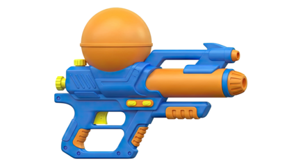 Blue and Orange Water Gun with Orange Sphere Reservoir