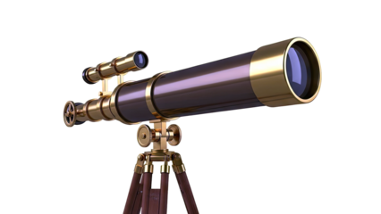 Antique Brass Telescope on Wooden Tripod