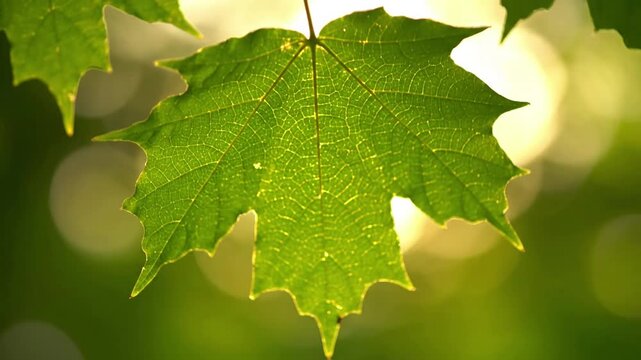 Abstract Light & Shadow on Veins Focusing on the abstract interplay of light and shadow as it passes through leaf venation, creating dynamic and artistic patterns of glowing lines.