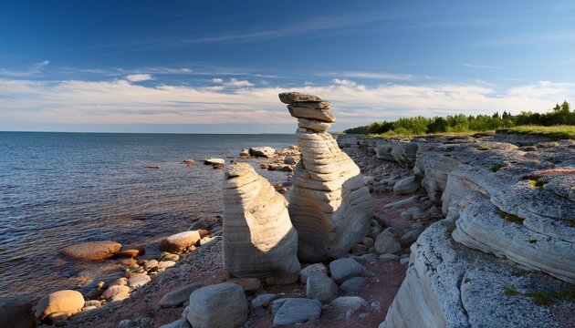 Stone Formation At The Panga Cliff By The Baltic Sea In Saaremaa Estonia