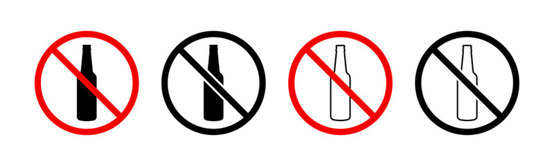 No alcohol sign icon set