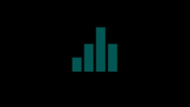 Teal bar chart on black background symbolizing growth and data analysis
