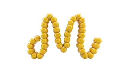 Yellow Spheres Forming the Letter M