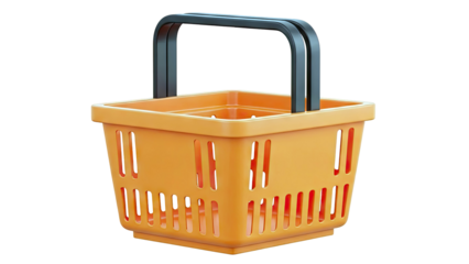 Orange Shopping Basket with Black Handles