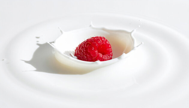 Raspberry hitting smooth yogurt ripple