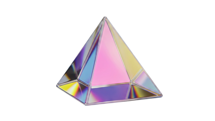 Holographic Glass Pyramid with Iridescent Colors