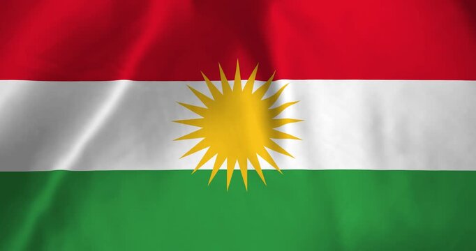 The Kurds flag waving with the wind background loop video animation