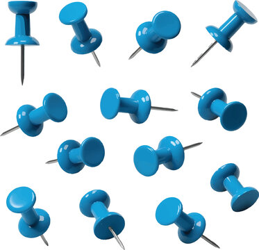 blue push pin isolated