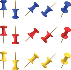 set of colored push pins