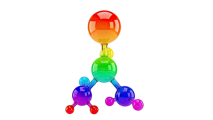 Colorful Molecular Structure on White Background