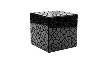 Black Cube with Geometric Cracked Surface