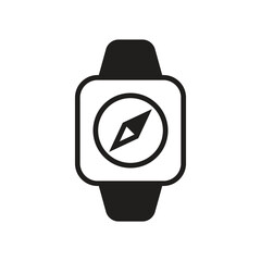 Smartwatch navigation compass solid glyph icon