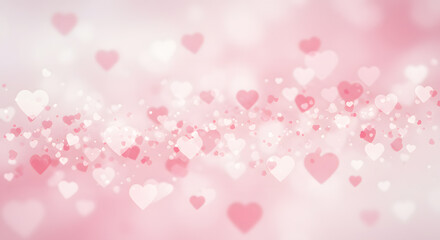 "A dreamy background featuring a soft blend of pink and white hearts, creating a romantic atmosphere perfect for Valentine's Day and wedding celebrations."
