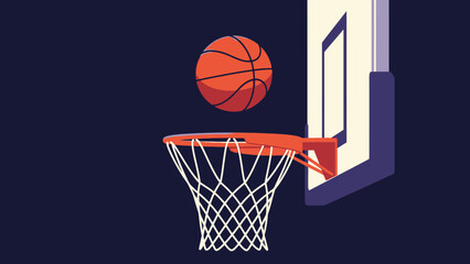 Basketball going through the hoop, basketball net, slam dunk, basketball game, sports action, basketball court. © Abhinaya Project