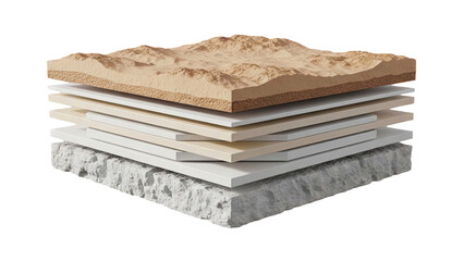 Layered geological cross-section with terrain and stone