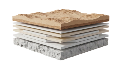 Layered geological cross-section with terrain and stone