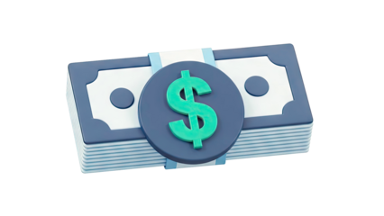 Stylized Stack of US Dollar Bills with Dollar Sign